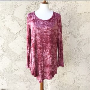 Burgundy Long Sleeve Tye Dye Top XXL